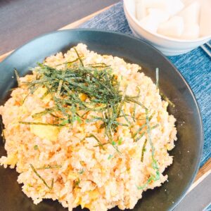 明太子チャーハンと大根の浅漬け