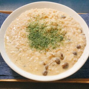 明太子とブナシメジのリゾット