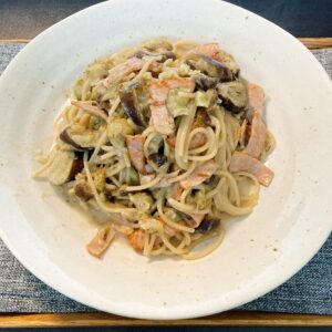 ハムと茄子のパスタ