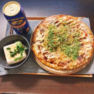 お好み焼きと冷奴