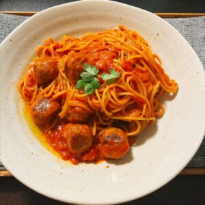 ミートボールのトマトパスタ