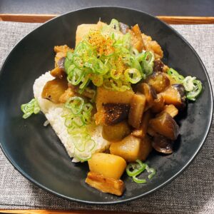 大根とナスとゴボウの味噌炒め