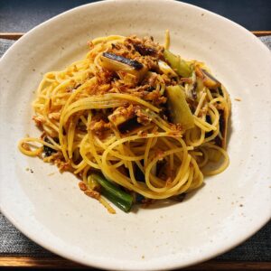 ツナと焼きネギのパスタ